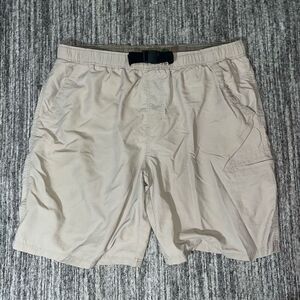 Stillwater Supply Co Mens XL Hiking Cargo Shorts Tan Khaki‎ Buckle Waist Nylon
